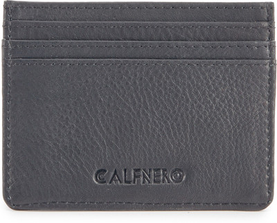 Calfnero Men Black Genuine Leather Card Holder(5 Card Slots)