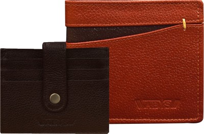 ABYS Men Formal Brown Genuine Leather Wallet(11 Card Slots, Pack of 2)