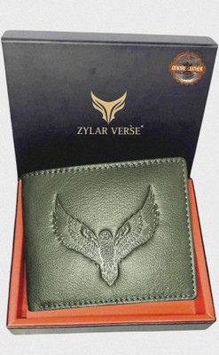ZYLAR VERSE Boys Casual, Ethnic, Evening/Party, Formal, Travel, Trendy Tan, Green Genuine Leather Wallet(6 Card Slots)