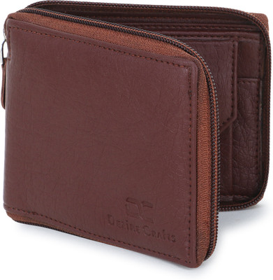 DEZiRE CRAfTS Men Casual, Ethnic, Evening/Party, Travel, Formal, Trendy Brown Artificial Leather, Fabric Wallet(7 Card Slots)