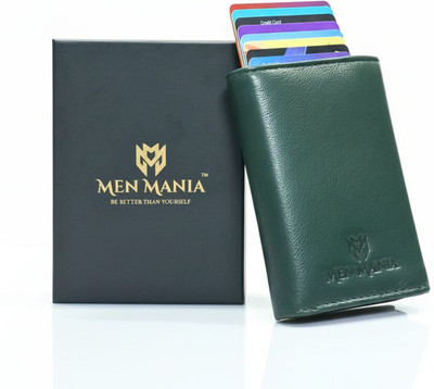 Men Mania Men Formal, Trendy, Travel, Evening/Party, Casual, Ethnic Green Genuine Leather Card Holder(8 Card Slots)