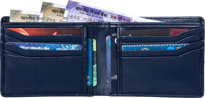 HouseOfCommon Men Casual, Formal Blue Artificial Leather Wallet(10 Card Slots)