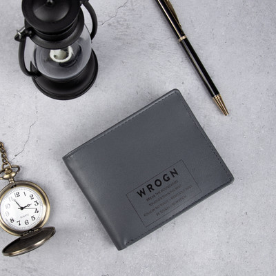 WROGN Men Casual Blue Genuine Leather Wallet(8 Card Slots)