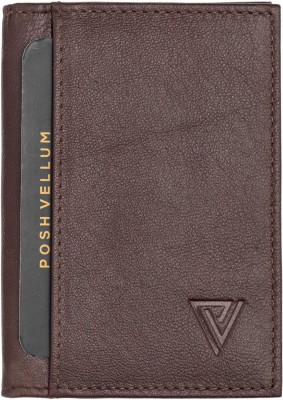 POSH VELLUM Men & Women Casual, Formal Brown Genuine Leather Card Holder(6 Card Slots)