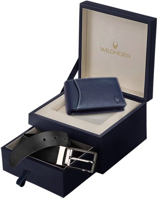 WILDHORN Men Formal Blue Genuine Leather Wallet(8 Card Slots)