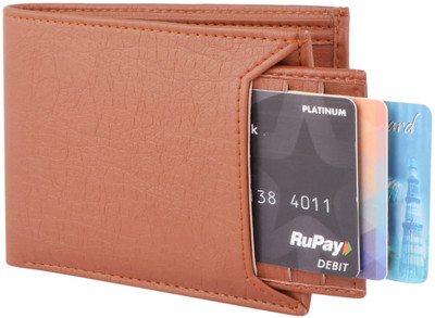 Delcy Men Casual Brown Artificial Leather Wallet(6 Card Slots)