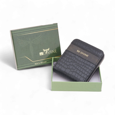 BE DIVINE Men Casual, Formal, Travel, Trendy Black Artificial Leather Wallet(6 Card Slots)