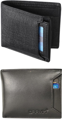 VIAZ VENTURES Men Casual, Formal, Trendy, Evening/Party, Travel Black, Black, Black Artificial Leather Wallet(5 Card Slots, Pack of 2)