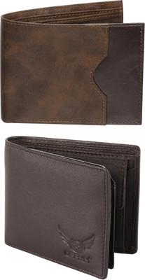 VIAZ VENTURES Men Casual, Formal, Trendy, Evening/Party, Travel Brown, Brown, Brown Artificial Leather Wallet(5 Card Slots, Pack of 2)