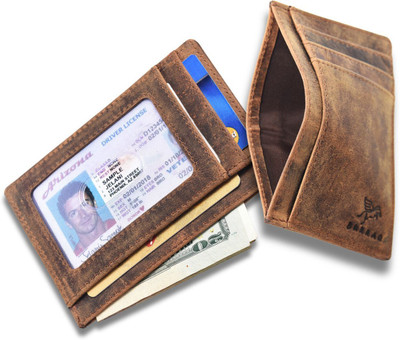 burraq Men Formal, Casual Brown Genuine Leather Card Holder(5 Card Slots)