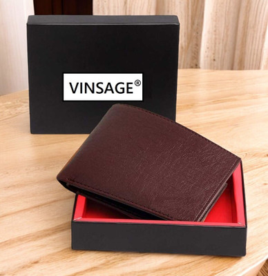 Vinsage Men Casual Brown Artificial Leather Wallet(10 Card Slots)