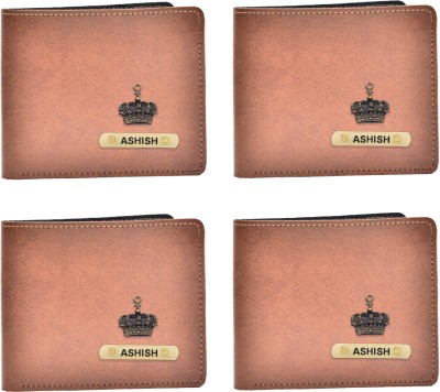 Your Gift Studio Men Beige Artificial Leather Wallet(2 Card Slots, Pack of 4)