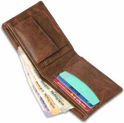 TAQWA Men Casual Brown Genuine Leather, Artificial Leather Wallet(12 Card Slots)