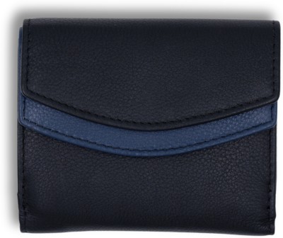 Perfect Tan Women Casual Black, Blue Genuine Leather Wallet(6 Card Slots)