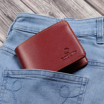 RodZen Men Casual Red Artificial Leather Wallet(3 Card Slots)