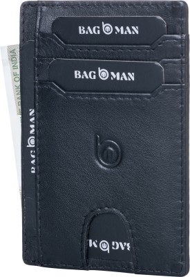 BAGMAN Men & Women Casual Black Genuine Leather Card Holder(7 Card Slots)