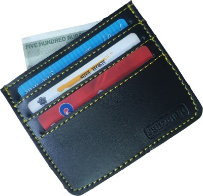 Jeezbier Men & Women Trendy Black Artificial Leather Card Holder(3 Card Slots)