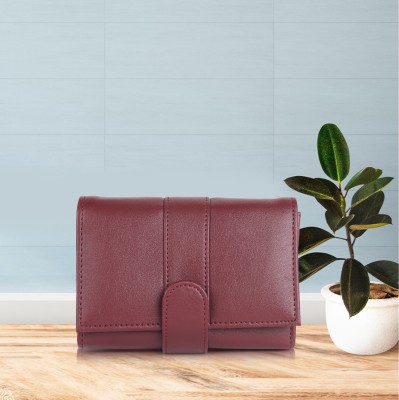 Flyboy Women Casual Maroon Genuine Leather Document Holder(5 Card Slots)