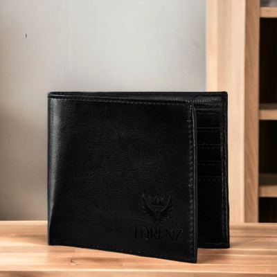 LORENZ Men Casual Black Artificial Leather Wallet(8 Card Slots)