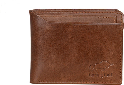Razing Bull Men Formal Brown Genuine Leather Wallet(14 Card Slots)