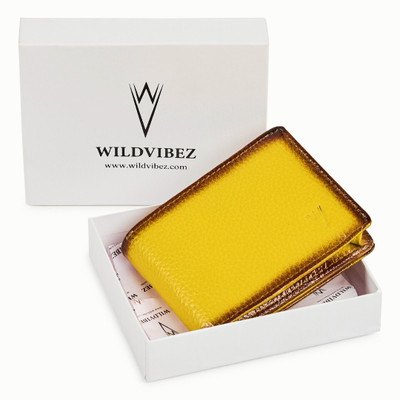 WILDVIBEZ Men Trendy Yellow Genuine Leather Wallet(8 Card Slots)