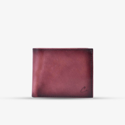 El Curio Men Formal Maroon Genuine Leather Wallet(4 Card Slots)