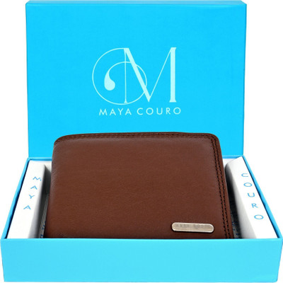 MAYACOURO Men Formal Brown Genuine Leather Wallet(6 Card Slots)