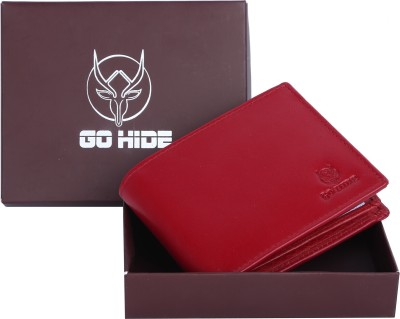 GO HIDE Men Casual Red Artificial Leather Wallet(9 Card Slots)