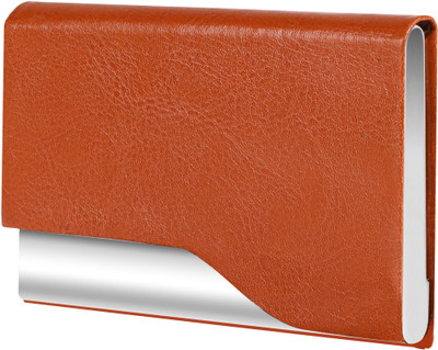 PARTH ENTERPRISE Men & Women Casual Tan Artificial Leather Card Holder(10 Card Slots)