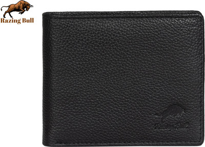 Razing Bull Men Casual Black Genuine Leather Wallet(5 Card Slots)