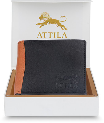 Attila Men Casual Black, Tan Genuine Leather Wallet(6 Card Slots)