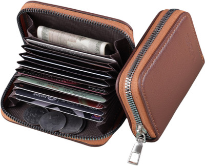 Watch Star Men Casual, Formal Brown Genuine Leather Card Holder(9 Card Slots)