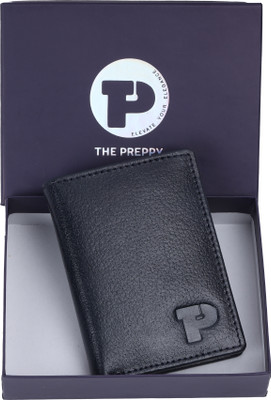 THE PREPPY Men & Women Casual Black Genuine Leather Card Holder(8 Card Slots)