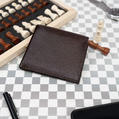 Rich Born Men Casual Brown Genuine Leather Wallet(4 Card Slots)