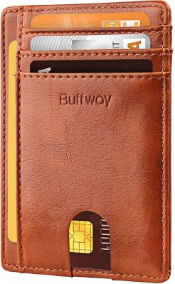 Buffway Men Formal, Casual, Trendy Tan Genuine Leather Card Holder(7 Card Slots)