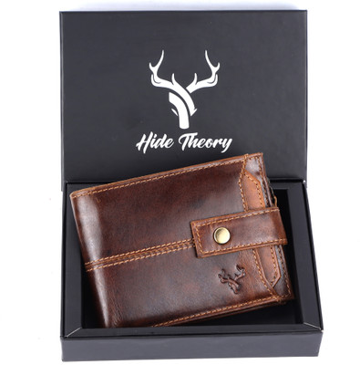 HideTheory Men Trendy Tan Genuine Leather Wallet(13 Card Slots)