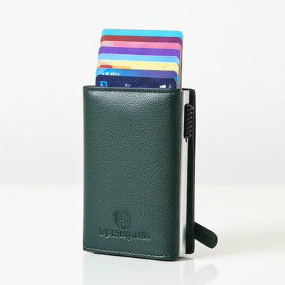 Men Mania Men Casual, Ethnic, Evening/Party, Formal, Travel, Trendy Green Genuine Leather Card Holder(11 Card Slots)