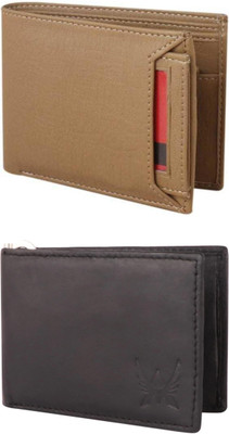 VIAZ VENTURES Men Casual, Formal, Trendy, Evening/Party, Travel Beige, Black, Black Artificial Leather Wallet(5 Card Slots, Pack of 2)