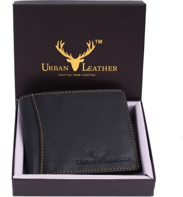 URBAN LEATHER Men Formal Black Genuine Leather Wallet(7 Card Slots)