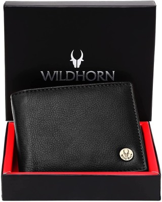 WILDHORN Men Casual Black Genuine Leather Wallet(4 Card Slots)