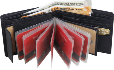JND Men Casual Black Artificial Leather Wallet(10 Card Slots)