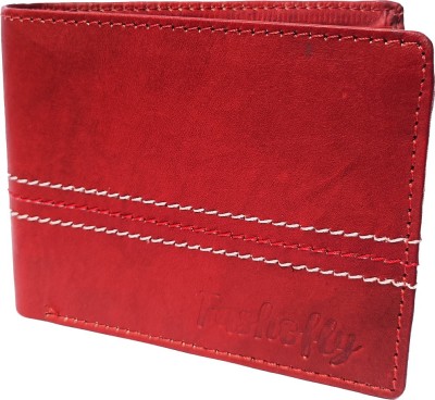 Fashofly Men Casual Red Genuine Leather Wallet(6 Card Slots)