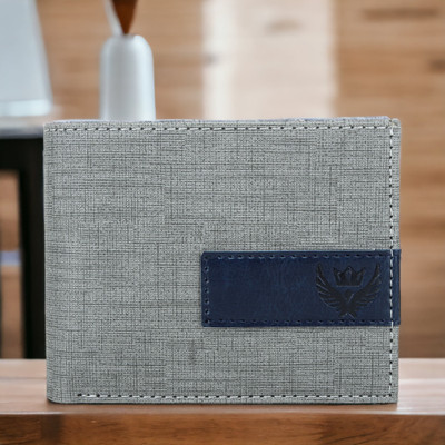 LORENZ Men Casual Silver Artificial Leather Wallet(5 Card Slots)
