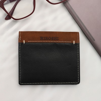 HIROSHI Men Casual, Formal, Evening/Party Black Genuine Leather Wallet(2 Card Slots)