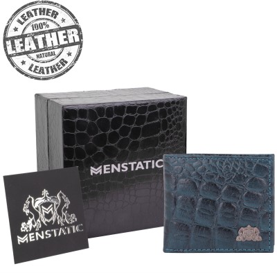 Menstatic Men Casual, Formal Blue Genuine Leather Wallet(8 Card Slots)