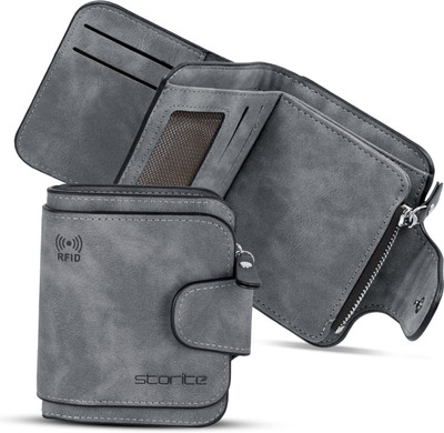 STORITE Men & Women Casual, Travel, Formal, Evening/Party, Trendy Grey Artificial Leather Wallet(6 Card Slots)