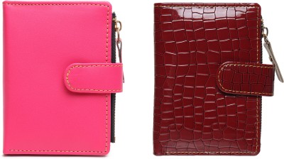 TnW Women Casual Pink, Maroon Artificial Leather Wallet(6 Card Slots)
