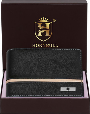 HORNBULL Men Casual, Formal, Trendy Black Genuine Leather Wallet(6 Card Slots)