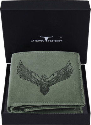 URBAN FOREST Men Green Genuine Leather Wallet(6 Card Slots)