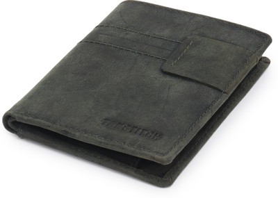 TANSTITCH Men Casual Green Genuine Leather Wallet(7 Card Slots)